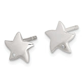 Sterling Silver Diamond Star Earrings with Polished Finish and Anti-Tarnish Coating